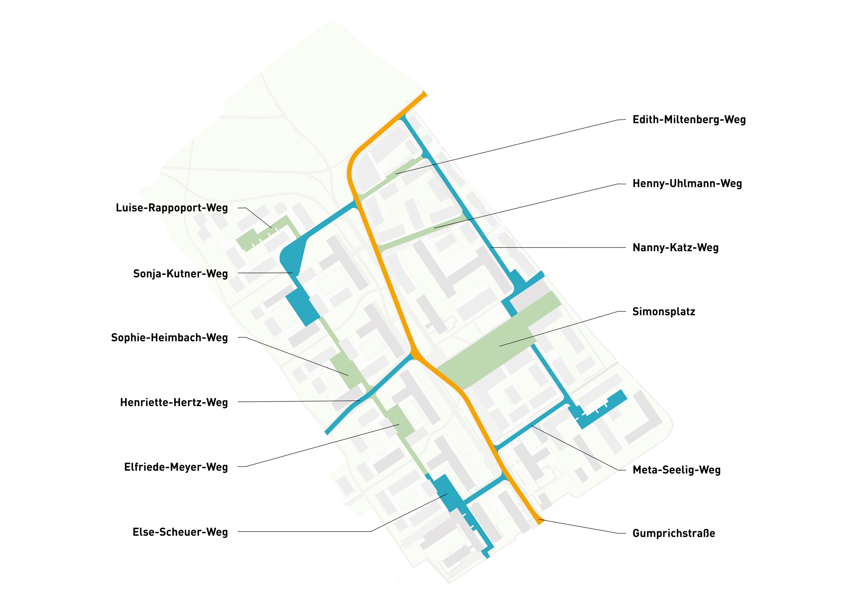 Lageplan Oxford-Quartier mit eingezeichneten Straßen