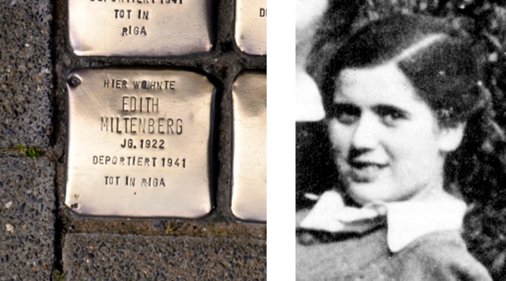 stolpersteine und portrait von edith miltenberg