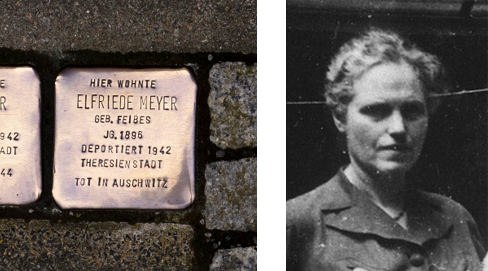 stolpersteine und portrait von Elfriede Meyer