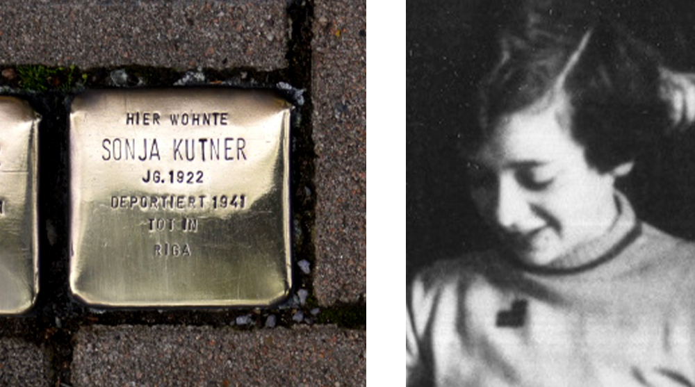 stolpersteine und portrait von Sonja Kutner