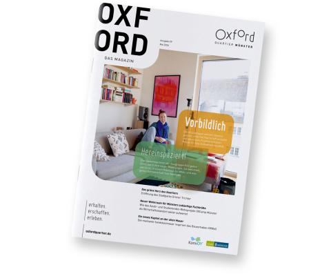 Cover des „Oxford Magazin“ mit einer Frau, die auf einem Sofa sitzt.